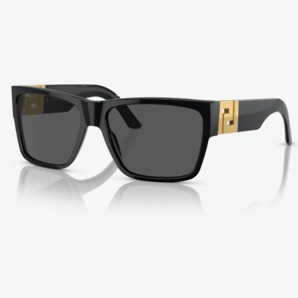 (NEW) Men's Versace Black Sleek Sunglasses w/ Gold Detailing (Authentic)